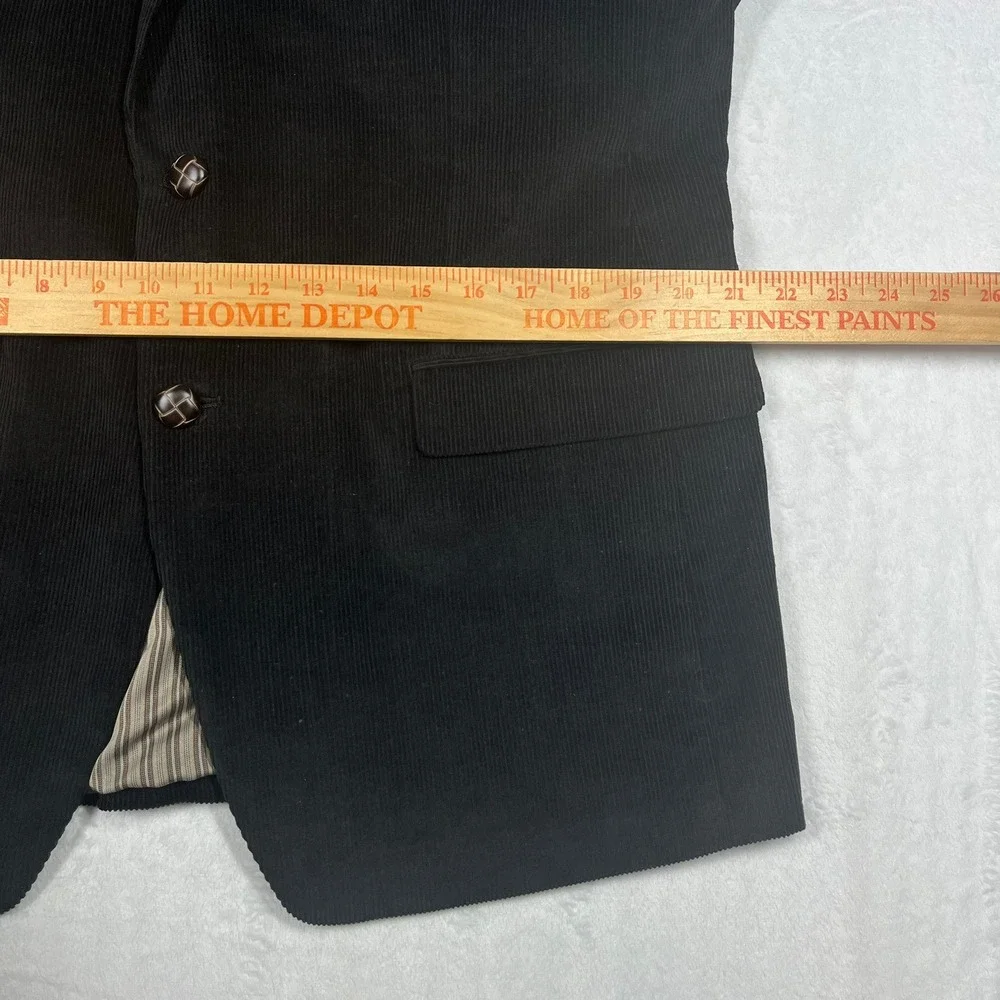 Chaps Corduroy Sport Coat Mens 42R Black Elbow Patches Blazer New